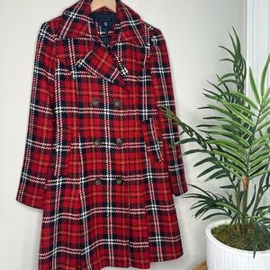 Tommy Hilfiger Will-Blend Red Plaid Coat